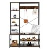 VINGLI Hall Tree, Shoe Storage Bench With Coat Rack, Hall Tree With Shelves And Hooks, 4-in-1, Industrial Entryway Bench With 5-Tier Shelf, Rustic Brown