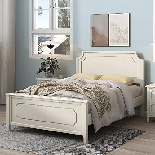 3 Pieces Platform Bed Set, Solid Wood Bedroom Sets With King Size Platform Bed, 6 Drawers Dresser And Nightstand (Milky White) 13 3 Pieces Platform Bed Set, Solid Wood Bedroom Sets With King Size Platform Bed, 6 Drawers Dresser And Nightstand (Milky White) - Image 13