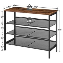HOOBRO Industrial Shoe Rack, 4-Tier Shoe Shelf, Storage Organizer Unit With 3 Mesh Shelves, Wood Look Accent Furniture With Metal Frame, For Entryway, Living Room, Hallway BF14XJ01 8 HOOBRO Industrial Shoe Rack, 4-Tier Shoe Shelf, Storage Organizer Unit With 3 Mesh Shelves, Wood Look Accent Furniture With Metal Frame, For Entryway, Living Room, Hallway BF14XJ01 -Safavieh Furniture 51SBQA4GHTL