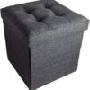 Red Co. Folding Cube Storage Ottoman With Padded Seat, 15" X 15" - Taupe