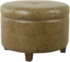 HomePop Round Leatherette Storage Ottoman With Lid, Chocolate Brown Large 27 HomePop Round Leatherette Storage Ottoman With Lid, Chocolate Brown Large -Safavieh Furniture 51SGgZQKt0L. AC