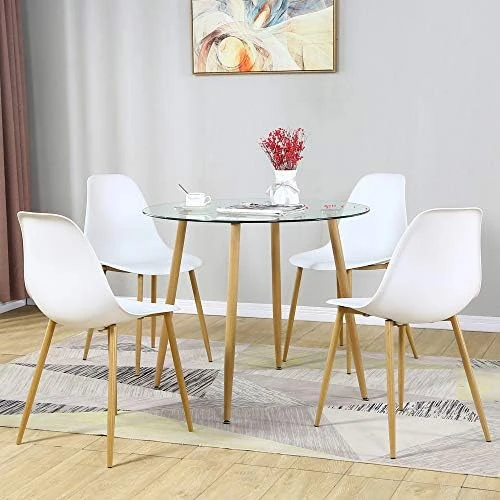 Bacyion Glass Dining Table Set For 4-5 Pieces Dining Room Table Set, Rectangle Kitchen Table With 4 Grey Fabric Dining Chairs, Modern Table & Chair Set For Dining Room, Kitchen, Dinette, Small Space 12 Bacyion Glass Dining Table Set For 4-5 Pieces Dining Room Table Set, Rectangle Kitchen Table With 4 Grey Fabric Dining Chairs, Modern Table & Chair Set For Dining Room, Kitchen, Dinette, Small Space - Image 12