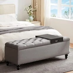 HUIMO Ottoman With Storage, 51-inch Storage Ottoman Bench With Button-Tufted, Bedroom Bench Safety Hinge Ottoman In Upholstered Fabrics, Large Storage Bench For Bedroom, Living Room (Ivory) 15 HUIMO Ottoman With Storage, 51-inch Storage Ottoman Bench With Button-Tufted, Bedroom Bench Safety Hinge Ottoman In Upholstered Fabrics, Large Storage Bench For Bedroom, Living Room (Ivory) -Safavieh Furniture 51SKMxdWVL. AC