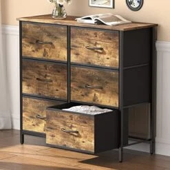Lifewit Small Dresser For Bedroom, 3 Drawer Nightstand With Removable Fabric Bins, Storage Chest Of Drawers For Closet Bedside Nursery Laundry Living Room, Sturdy Steel Frame&Wood Tope, Dark Grey -Safavieh Furniture 51SgpMLNtEL. AC