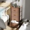 WAYTRIM Dresser Storage Tower, 4 Fabric Organizer Drawers, Wide Chest Of Drawers For Closet Boys & Girls Bedroom, Bedside Furniture, Steel Frame, Wood Top, Fabric Bins, Easy Installation (Camel)