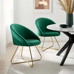 Altrobene Mid-Century Accent Chairs Set Of 2, Velvet Dinging Chair, Living Room Bedroom Chair Set, Golden Finished, Grey -Safavieh Furniture 51SlJ1Tw QL. AC