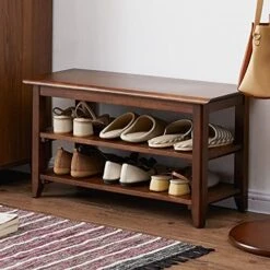 OGCAU Shoe Bench Entryway With Storage Bench For Bedroom, Ottoman, 2 Tier, Shoe Rack Organizer For Door, Good Load Bearing, Ideal For Entryway Hallway Living Room And Corridor(Natural 23.6") -Safavieh Furniture 51T7 6ebG8S. AC