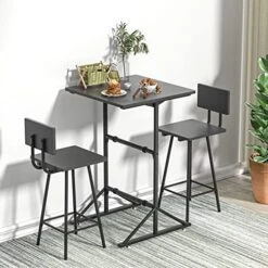 VECELO Dining Table Set For 2, Wooden Square Counter Height Dinette With 2 Bar Stools, For Kitchen Breakfast Nook, Living Room, Small Space, Rustic Brown 8 VECELO Dining Table Set For 2, Wooden Square Counter Height Dinette With 2 Bar Stools, For Kitchen Breakfast Nook, Living Room, Small Space, Rustic Brown -Safavieh Furniture 51TDrpy5YyL. AC