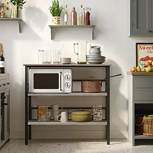 BEEWOOT Kitchen Island, Coffee Bar, Kitchen Shelf With Large Workstation, Kitchen Bakers Rack With 9 Hooks, 39.4 ”L × 17.7” W × 35.4”H, Stable Steel Structure And Easy Assembly, Greige KI01BG010 6 BEEWOOT Kitchen Island, Coffee Bar, Kitchen Shelf With Large Workstation, Kitchen Bakers Rack With 9 Hooks, 39.4 ”L × 17.7” W × 35.4”H, Stable Steel Structure And Easy Assembly, Greige KI01BG010 - Image 6