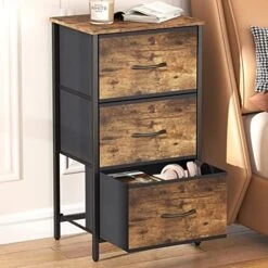 Lifewit Small Dresser For Bedroom, 3 Drawer Nightstand With Removable Fabric Bins, Storage Chest Of Drawers For Closet Bedside Nursery Laundry Living Room, Sturdy Steel Frame&Wood Tope, Dark Grey -Safavieh Furniture 51TQaX1XcSL. AC 1