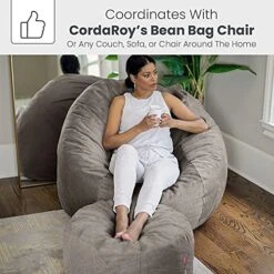CordaRoy's Chenille Bean Bag Ottoman Footstool, 26" X 17", Charcoal -Safavieh Furniture 51TTf4pFJ3S