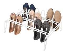 Whitmor 9 Pair Floor Shoe Rack, White