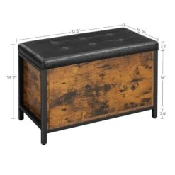 VASAGLE Entryway Storage Bench, Flip Top Ottoman And Trunk With Padded Seat, Bed End Stool, Supports 198 Lb, 31.5”L X 15.7”W X 19.7”H (80 X 40 X 50 Cm), Rustic Brown + Black -Safavieh Furniture 51TfuzrRWQL