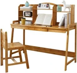 UNICOO - Bamboo Height Adjustable Kids Desk And Chair Set, Children Desk, Kids Study Table And Chair Set (Nature 01) -Safavieh Furniture 51TgP2GawEL. AC