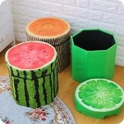 DOUBAO Folding Storage Organizer Stool Cute 3D Creative Fruit Velvet Toy Storage Box Footstool (Color : Pineapple) -Safavieh Furniture 51Tikae9sJL