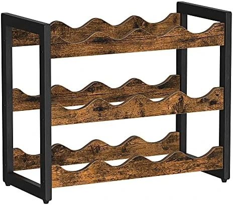 SONGMICS Countertop Wine Rack, 3-Tier Display Wine Storage Shelves, Holds 12 Bottles, Bamboo Wobble-Free Bottle Holder For Kitchen Bar Dining Room Living Room, Rustic Brown And Black UKWR011B01 8 SONGMICS Countertop Wine Rack, 3-Tier Display Wine Storage Shelves, Holds 12 Bottles, Bamboo Wobble-Free Bottle Holder For Kitchen Bar Dining Room Living Room, Rustic Brown And Black UKWR011B01 - Image 8