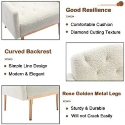 KINFFICT Modern Accent Chair, Upholstered Single Sofa Arm Chair For Living Room And Bedroom, Upholstered Comfy Armchair Chair With Solid Tapered Metal Legs, White -Safavieh Furniture 51U3AX7ctgL