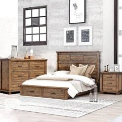 Bedroom Sets, 4-Pieces Queen Size Upholstered Platform Bed With 2 Nightstands And Storage Bench, Bedroom Furniture Sets, Queen Bedroom Sets, Beige -Safavieh Furniture 51U57w3myML. AC