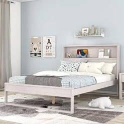 3-Piece Bedroom Set Queen Size Platform Bed Frame With Headboard, Two Nightstands, Wooden 3 Pieces Bedroom Sets For Adults, Champagne Silver -Safavieh Furniture 51UFhdPdCUL. AC