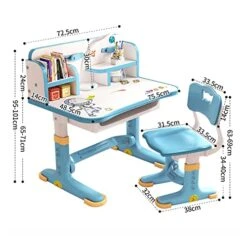 Worparsen Kids Functional Desk And Chair Set, Widened Desktop Cartoon Pattern Adjustable Height Study Table With Drawer Chair Set.Storage Drawer For Boys Girls (Blue) Blue 9 Worparsen Kids Functional Desk And Chair Set, Widened Desktop Cartoon Pattern Adjustable Height Study Table With Drawer Chair Set.Storage Drawer For Boys Girls (Blue) Blue -Safavieh Furniture 51UFqun3uPL