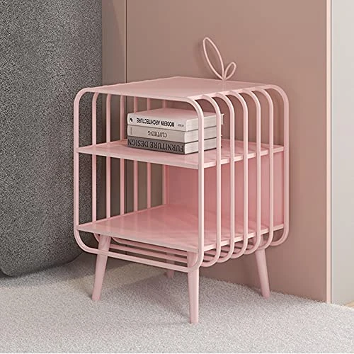 FURUIWUFENG Nightstand Pink Nightstand With 2 Drawers Iron End Table Side Table Stylish Bedroom Furniture Hollow Storage Cabinet for Bedroom Living Room End Table 3 FURUIWUFENG Nightstand Pink Nightstand With 2 Drawers Iron End Table Side Table Stylish Bedroom Furniture Hollow Storage Cabinet for Bedroom Living Room End Table - Image 3
