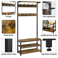 Topeakmart Coat Rack Coat Stand With 23 Hooks And 3 Storage Shelf, Hall Tree Coat Tree Coat Hat Rack 3 In 1 Deigin, Free Standing Hall Tree/Hat Tree For Home Office 9 Topeakmart Coat Rack Coat Stand With 23 Hooks And 3 Storage Shelf, Hall Tree Coat Tree Coat Hat Rack 3 In 1 Deigin, Free Standing Hall Tree/Hat Tree For Home Office -Safavieh Furniture 51UNs329riL