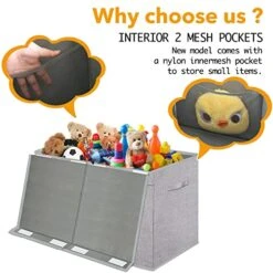 Pantryily Toy Box Storage Organizer - Large Collapsible Kids Toys Chest Boxes Container Bins With Lids & Handles For Nursery,Playroom,Office 26.8 "x13.8 X16 (Grey) -Safavieh Furniture 51Udn0GAqPL