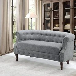 Rosevera Grier Polyester Upholstered Button Tufting Lounge Sofa Chair For Indoor Bedroom, Standard, Linen Beige Chaise -Safavieh Furniture 51UopfO1ooL. AC