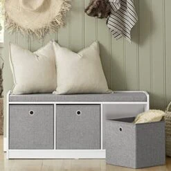 Haotian FSR65-DG, Grey 3 Baskets Hallway Bedroom Storage Bench With Seat Cushion, Shoe Bench, Shoe Rack, Shoe Cabinet 16 Haotian FSR65-DG, Grey 3 Baskets Hallway Bedroom Storage Bench With Seat Cushion, Shoe Bench, Shoe Rack, Shoe Cabinet -Safavieh Furniture 51UvQI5R3KL