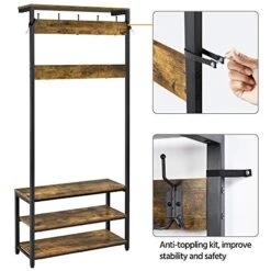 Topeakmart Coat Rack Coat Stand With 23 Hooks And 3 Storage Shelf, Hall Tree Coat Tree Coat Hat Rack 3 In 1 Deigin, Free Standing Hall Tree/Hat Tree For Home Office 12 Topeakmart Coat Rack Coat Stand With 23 Hooks And 3 Storage Shelf, Hall Tree Coat Tree Coat Hat Rack 3 In 1 Deigin, Free Standing Hall Tree/Hat Tree For Home Office -Safavieh Furniture 51Uvd4PHvSL