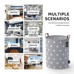 Large Laundry Hamper For Dirty Clothes, Cloths & Towels | Tall, Big Basket For Extra Loads | XL Size, Sturdy, Collapsible, Portable & Waterproof | Cute, Modern | Kids, Nursery, Girls, Baby (2 Baskets) -Safavieh Furniture 51UzTOEfx3S