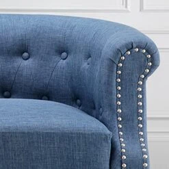 Rosevera Chancy Reading Small Armchair Arm Living Set Accent Club Room Barrel Chairs Bedroom Loveseat, Standard, Blue Sofa -Safavieh Furniture 51UzqHTKD6L