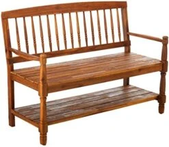 Christopher Knight Home Eddie Indoor Farmhouse Acacia Wood Bench With Shelf, Gray And Black Finish -Safavieh Furniture 51V15c9tnSL. AC