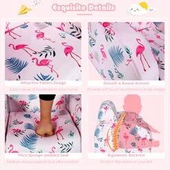 Costzon Kids Sofa, 3 In 1 Convertible Flip Open Couch W/Foam-padded Seat, Velvet Fabric, Toddler Armrest Chair Bed For Nap Play Sleep, Fold Out Lounger, Ideal Gift For 0-3 Years Old Children, Flamingo -Safavieh Furniture 51V6NqVQaBL