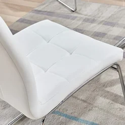 WENYU 3 Pieces Glass Dining Table Set, Round Kitchen Table With Clear Tempered Glass Top, Modern Dining Table And Chairs Set For 2 Person (Table + 2 White Chairs) -Safavieh Furniture 51VAOFlt6ZL