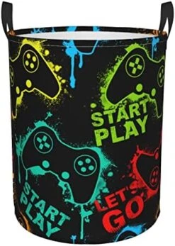 Gbuzozie Colorful Game Joysticks Silhouettes Round Laundry Hamper Storage Basket Toys Clothes Organizer Bin For Home Bathroom Bedroom Dorm Nursery, 38l -Safavieh Furniture 51VF4TCeICL. AC