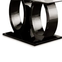 BOWERY HILL Contemporary Tempered Glass Top Double Pedestal Dining Table In Black -Safavieh Furniture 51VH8hs859L