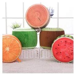Seemehappy Portable Plush Fruit Inflatable Chairs Seat Folding Stool For Adults, Teens And Kids, Perfect For Indoor And Outdoor Use With Inflator,Mud Peach