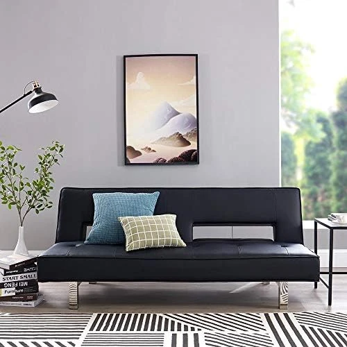 Astrid Futon Sofa Bed Faux Leather Futon Couch Modern Convertible Folding Sofa/Bed Couch With Chrome Legs Reclining Mini Coach Leather Futons Small Couch For Bedroom Living Rooms, Office - Caramel 15 Astrid Futon Sofa Bed Faux Leather Futon Couch Modern Convertible Folding Sofa/Bed Couch With Chrome Legs Reclining Mini Coach Leather Futons Small Couch For Bedroom Living Rooms, Office - Caramel - Image 15