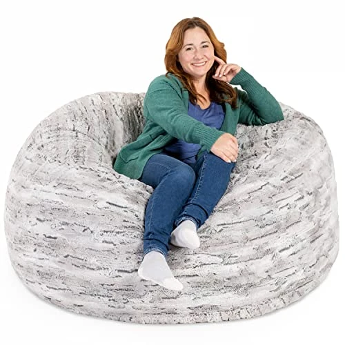 Jaxx 5 Foot Saxx Bean Bag Chair For Adults - Luxe Faux Fur, Silver Fox 2 Jaxx 5 Foot Saxx Bean Bag Chair For Adults - Luxe Faux Fur, Silver Fox - Image 2
