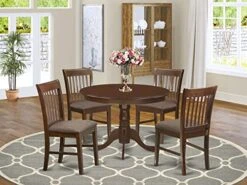 East West Furniture HLNO5-MAH-C Dining Table Set, 5-Piece
