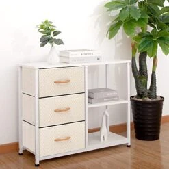 AZL1 Life Concept Rustic Brown Fabric Dresser, 4 Drawer Organizer Unit With 2 Shelves, Storage Chest For Bedroom, Entryway, Hallway, Living Room, Office, Ivory -Safavieh Furniture 51ViQwNrb4L