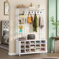 LITTLE TREE Entryway Hall Tree, White -Safavieh Furniture 51Vrd9qskRL