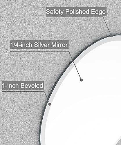 USHOWER 24" Round Frameless Wall Mirror With Beveled Edge - Circle Mirror For Bathroom & Vanity, Elegant & Simple Look 2 USHOWER 24" Round Frameless Wall Mirror With Beveled Edge - Circle Mirror For Bathroom & Vanity, Elegant & Simple Look - Image 2