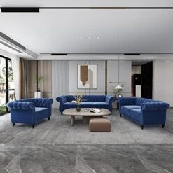 RARZOE 3 Pieces Of Living Room Furniture Sofa Sets, Modern Velvet Chesterfield Sofa&Chesterfield Club Chair&Chesterfield Loveseat Sofas Set With Nailhead Trim Scroll Arms For Living Room(Grey) 23 RARZOE 3 Pieces Of Living Room Furniture Sofa Sets, Modern Velvet Chesterfield Sofa&Chesterfield Club Chair&Chesterfield Loveseat Sofas Set With Nailhead Trim Scroll Arms For Living Room(Grey) -Safavieh Furniture 51W0Vz9fxRL. AC