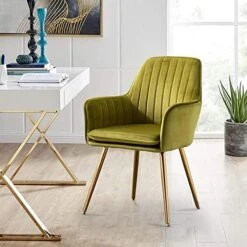 Altrobene Velvet Accent Chair, Home Office Desk Chair, Living Room Bedroom Arm Chair, Modern Dinging Chair, Girls Vanity Chair, Golden Finished, Black -Safavieh Furniture 51W9qCBKgRL. AC