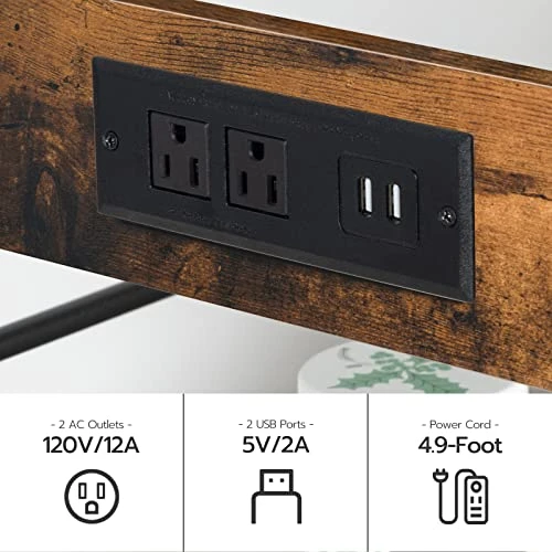 HOOBRO Kitchen Island With Storage, Kitchen Island Table With Power Outlet, 3 Tier Coffee Station And Microwave Stand, For Home, Kitchen And Dining Room, Rustic Brown BF021ZD01 4 HOOBRO Kitchen Island With Storage, Kitchen Island Table With Power Outlet, 3 Tier Coffee Station And Microwave Stand, For Home, Kitchen And Dining Room, Rustic Brown BF021ZD01 - Image 4