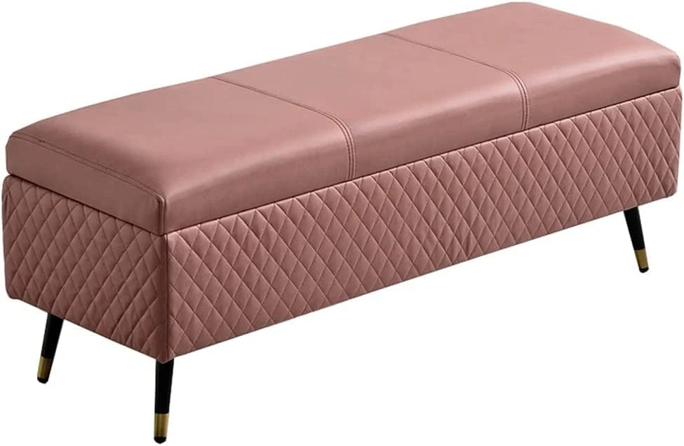 Footstool Sofa Stool Large Capacity Space Comfortable Technology Cloth Shoe Changing Stool At The Door With Metal Legs 60x40x45cm(Color:Green) 6 Footstool Sofa Stool Large Capacity Space Comfortable Technology Cloth Shoe Changing Stool At The Door With Metal Legs 60x40x45cm(Color:Green) - Image 6