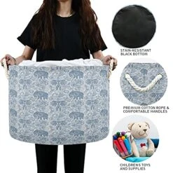 Xigua India Elephant Tribal Bohemia Flower Storage Basket Round Large Baskets Foldable Laundry Hamper Bin Waterproof Inner Layer With Sturdy Handles For Kids Nursery Blanket Clothes -Safavieh Furniture 51WGpQPQz3L