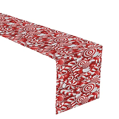 VKPSCHJ Christmas Candy Canes Table Runner 70 Inches Sugar Red Sweets Gift Runner For Dining Table Rustic Daily Use Kitchen Fall Seasonal Holiday Decor 4 VKPSCHJ Christmas Candy Canes Table Runner 70 Inches Sugar Red Sweets Gift Runner For Dining Table Rustic Daily Use Kitchen Fall Seasonal Holiday Decor - Image 4